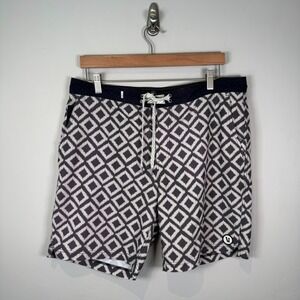 Vuori Equator Board Shorts Swim Trunks‎ 8" Linerless Diamond Mens Size 36 Xlarge